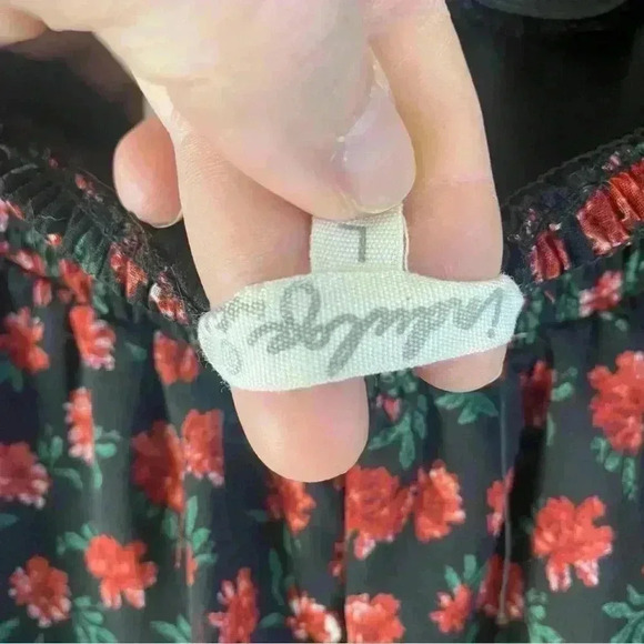 Indulge Women's Floral Smocked V Neck Bell Sleeve Fairy Goth Maxi Dress Sz Large - Picture 11 of 13